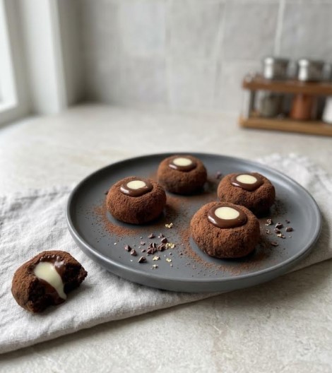 Kompakta, fudge-liknande tryfflar med en överraskning av marshmallowdipp.