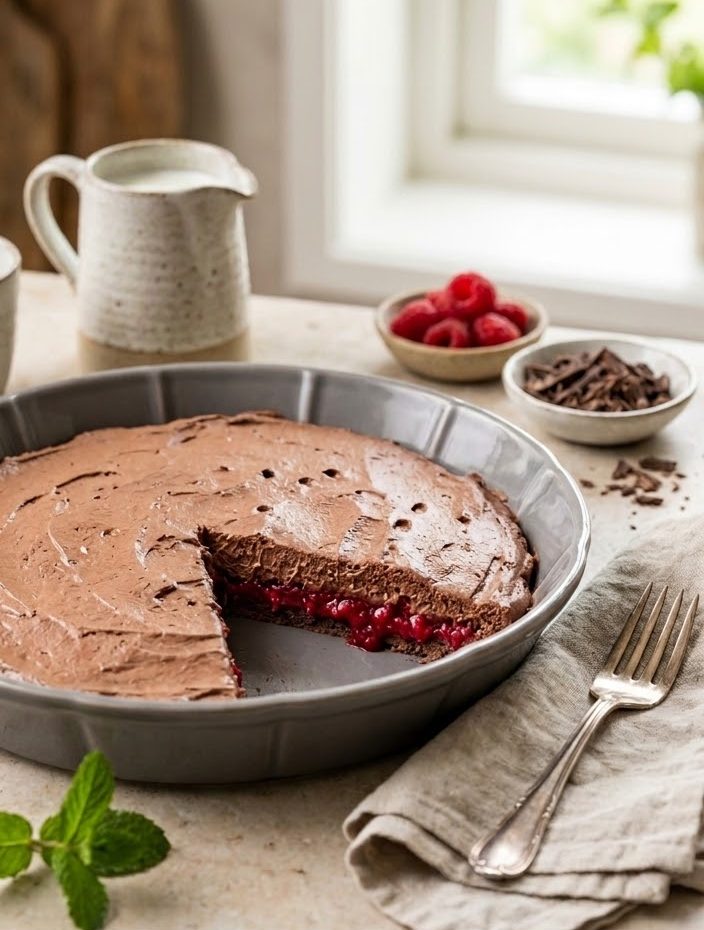 Chokladglass med jordgubb och chokladtäcke