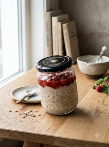 Vanilj- & hallon ”Overnight Oats”